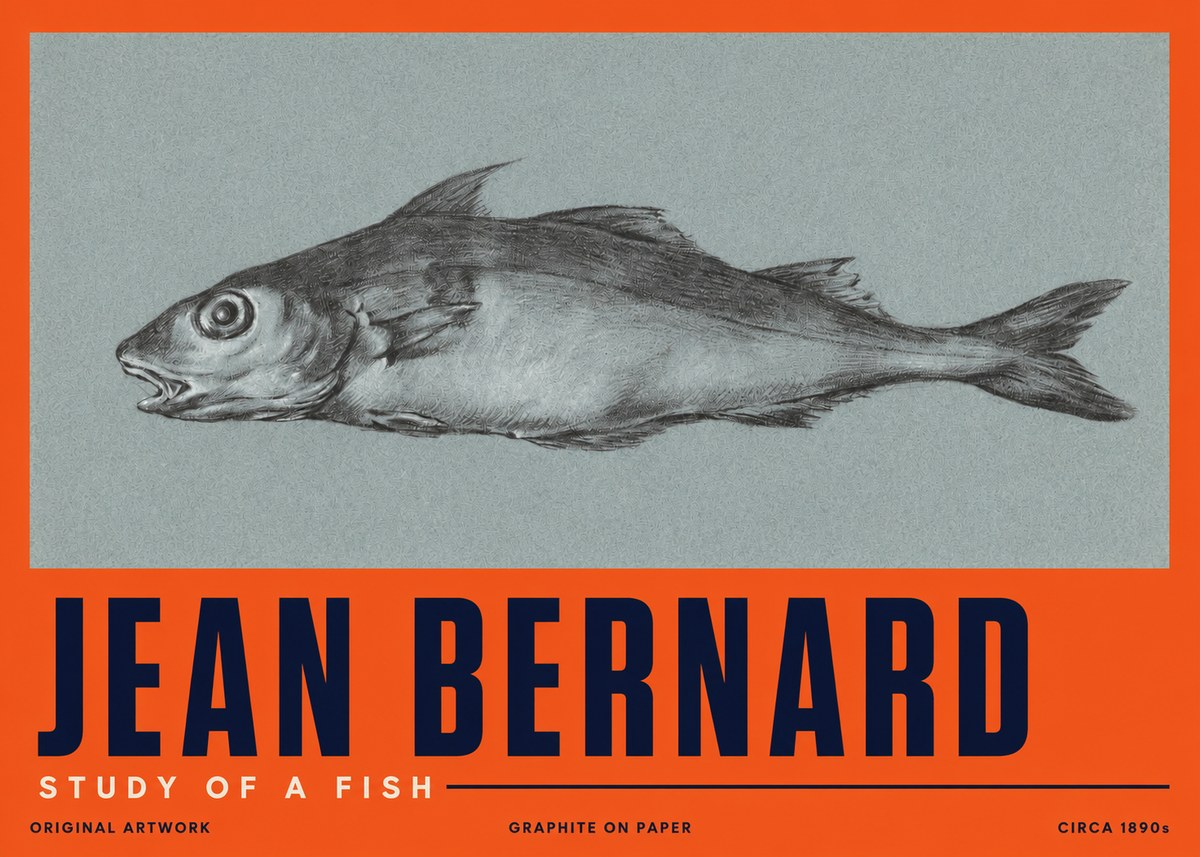 Jean Bernard Fish Study I No5 - Juliste