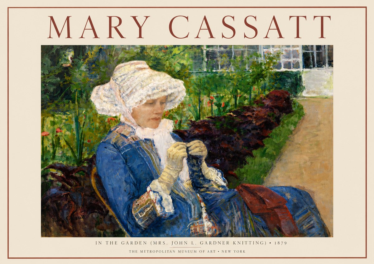 Mary Cassatt In the Garden (Mrs. John L. Gardner Knitting) No3 - Juliste