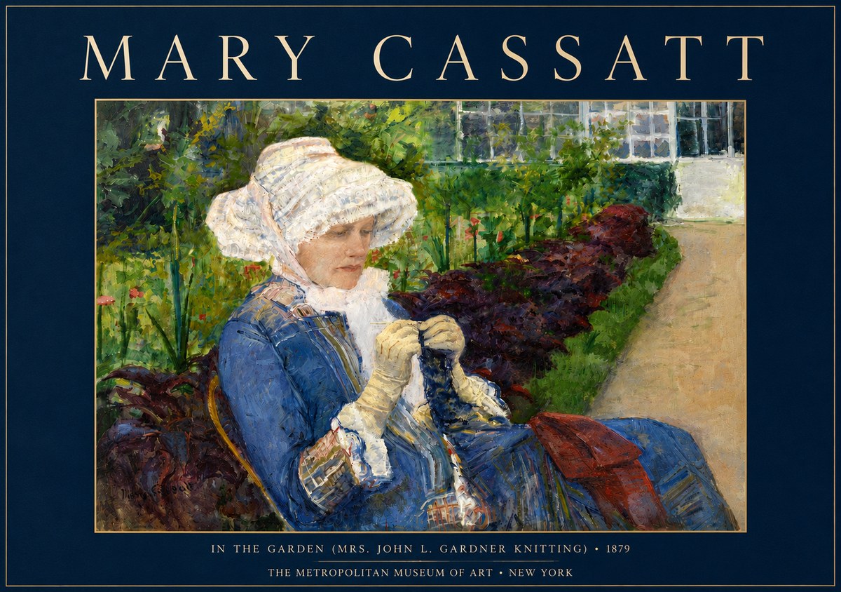 Mary Cassatt In the Garden (Mrs. John L. Gardner Knitting) No4 - Juliste