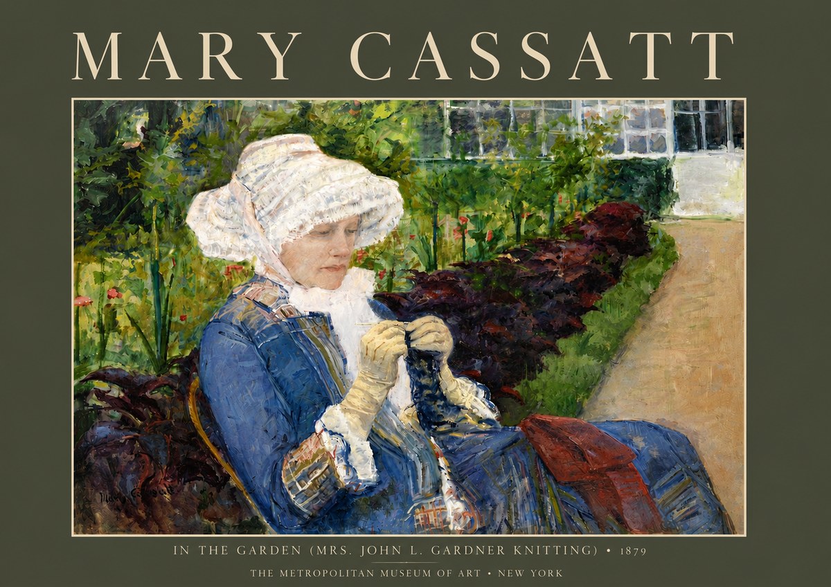 Mary Cassatt In the Garden (Mrs. John L. Gardner Knitting) No5 - Juliste