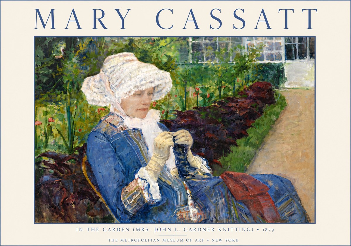 Mary Cassatt In the Garden (Mrs. John L. Gardner Knitting) No6 - Juliste