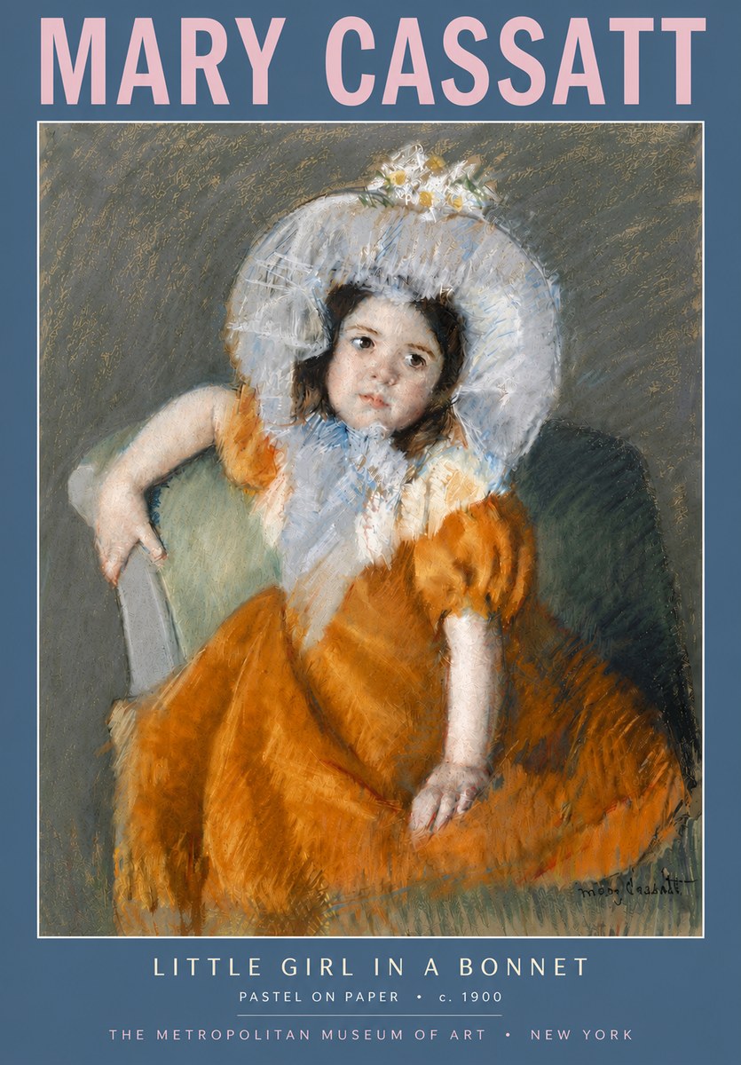 Mary Cassatt Little Girl in a Bonnet No5 - Juliste
