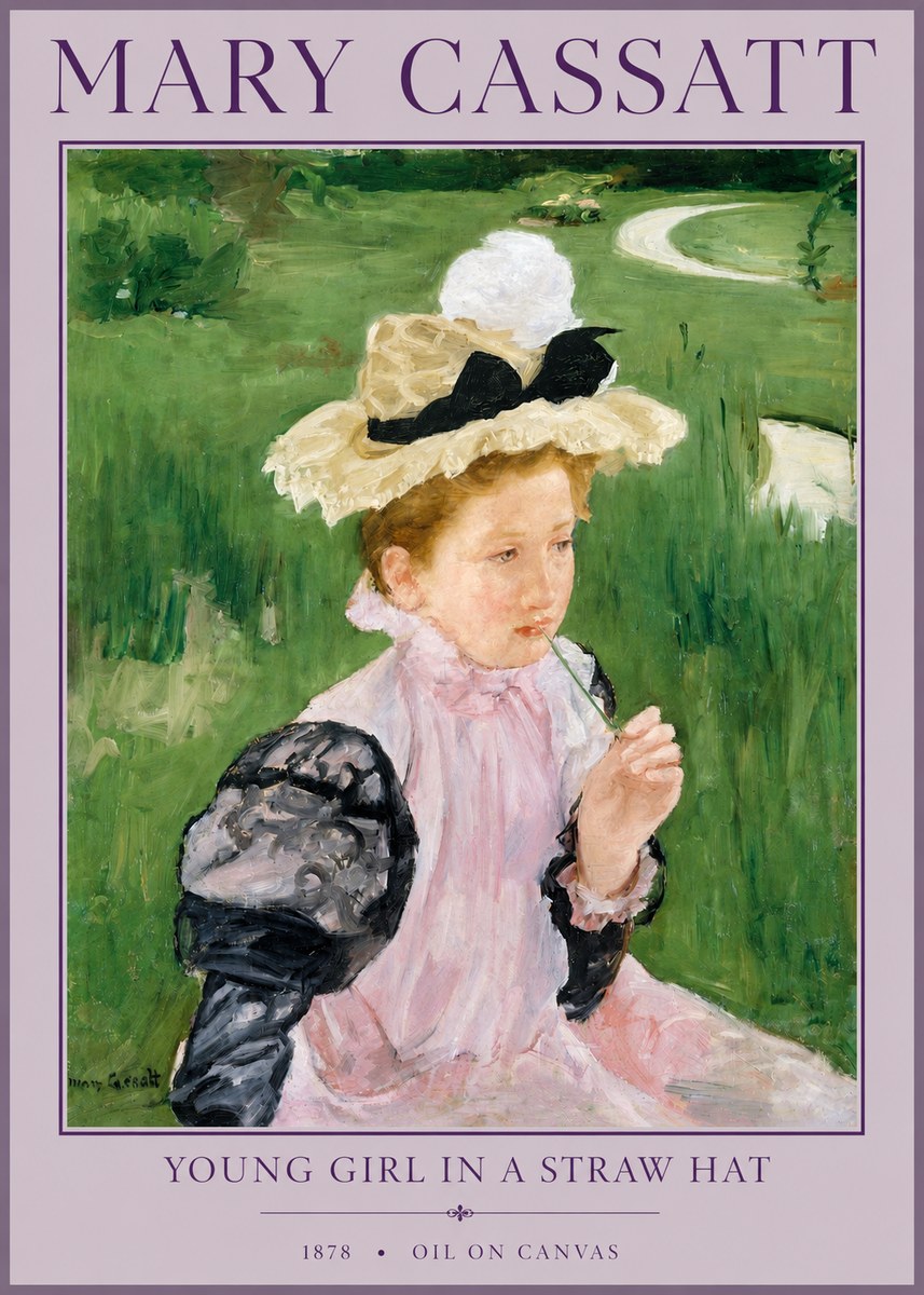 Mary Cassatt Young Girl in a Straw Hat No3 - Juliste