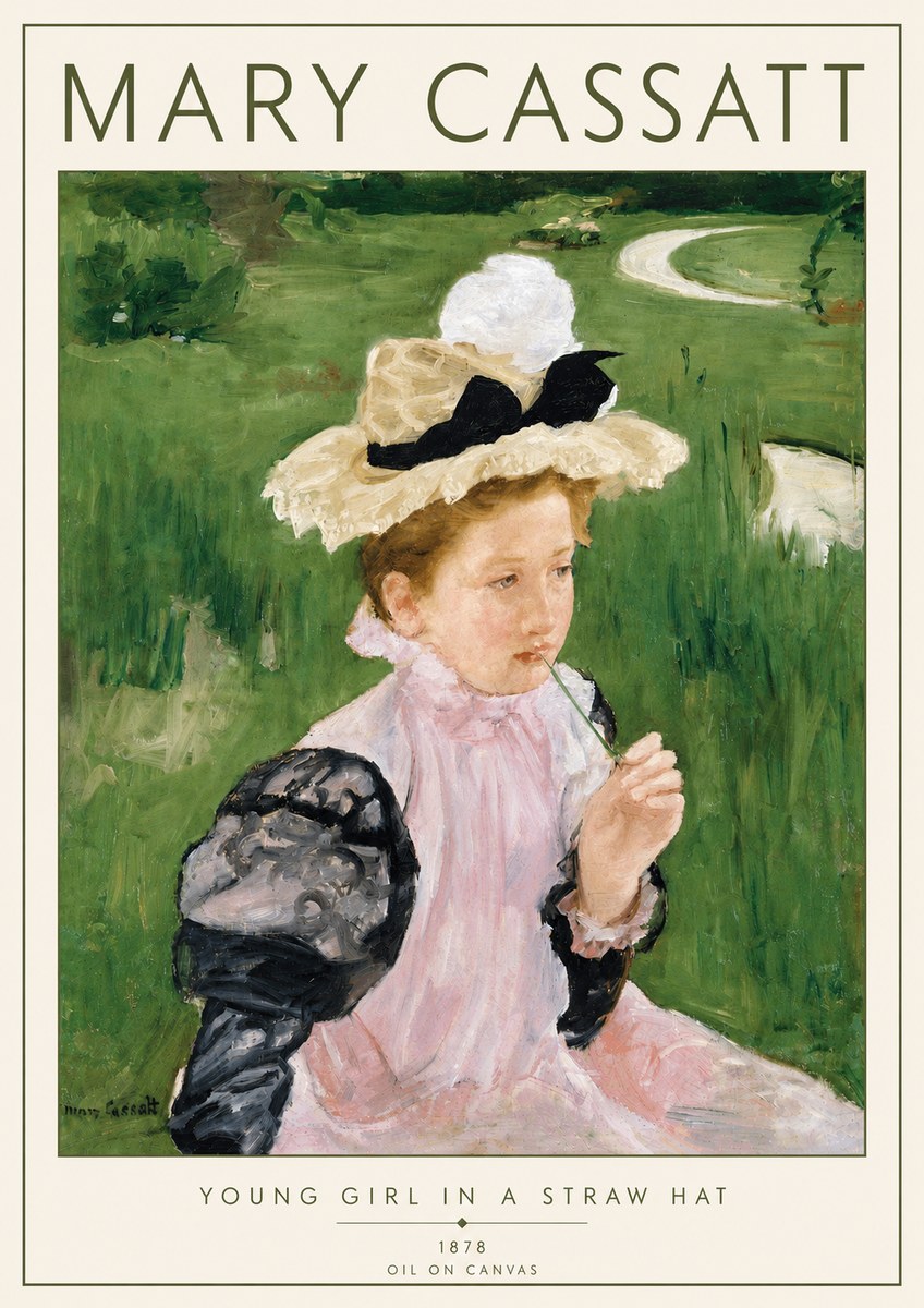 Mary Cassatt Young Girl in a Straw Hat No5 - Juliste
