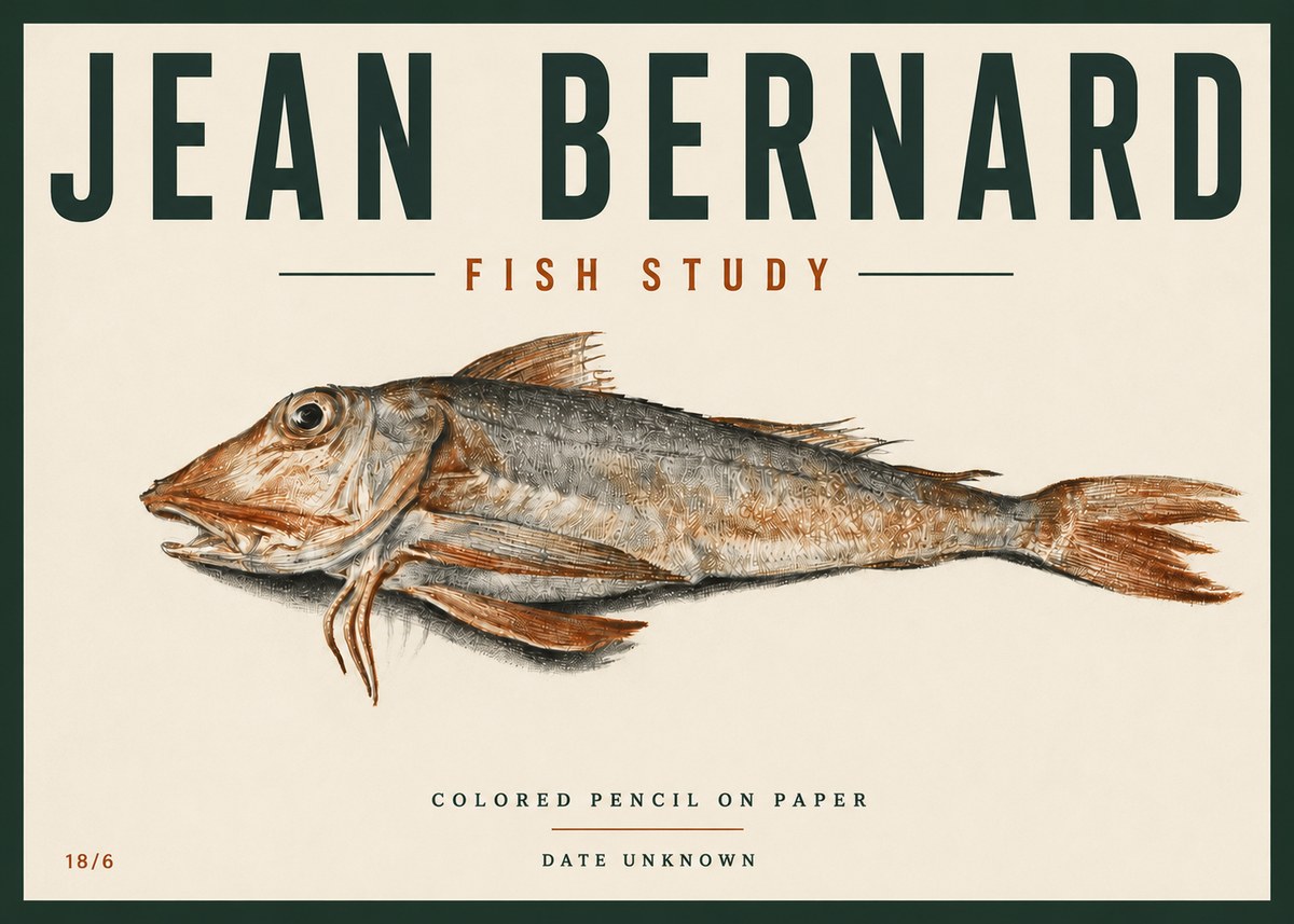 Jean Bernard Fish Study II No6 - Juliste