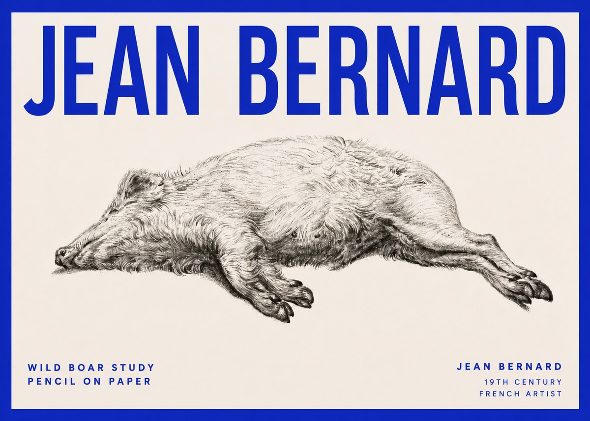 Jean Bernard Wild Boar Study No4 - Juliste