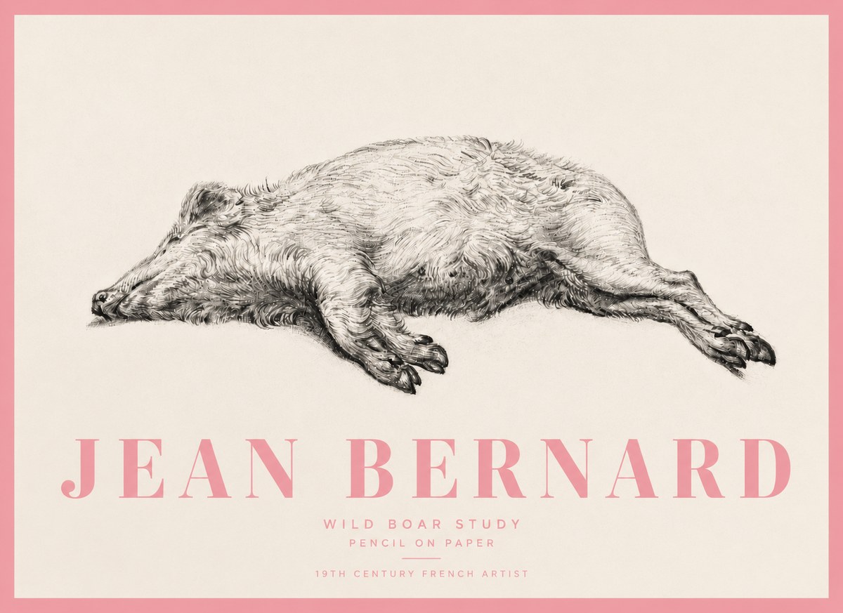 Jean Bernard Wild Boar Study No5 - Juliste
