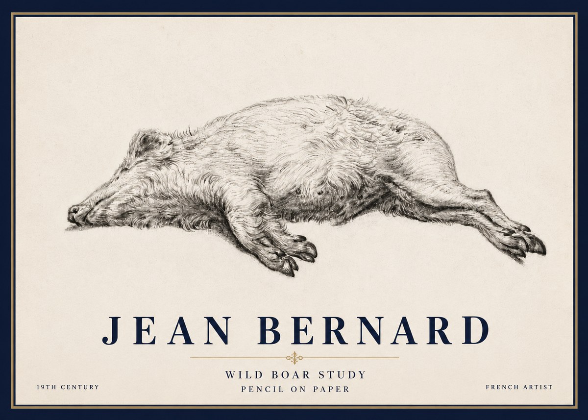 Jean Bernard Wild Boar Study No6 - Juliste