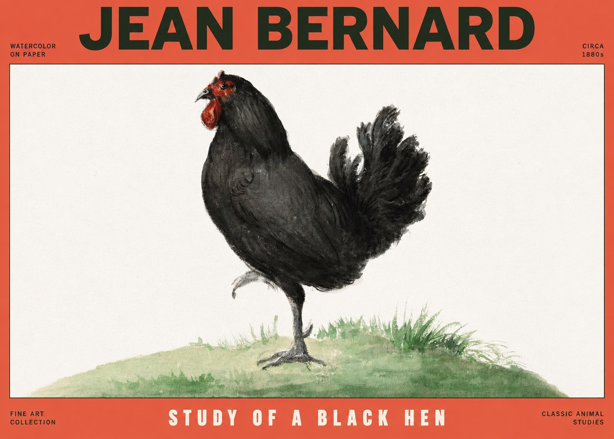 Jean Bernard Study of a Black Hen No2 - Juliste