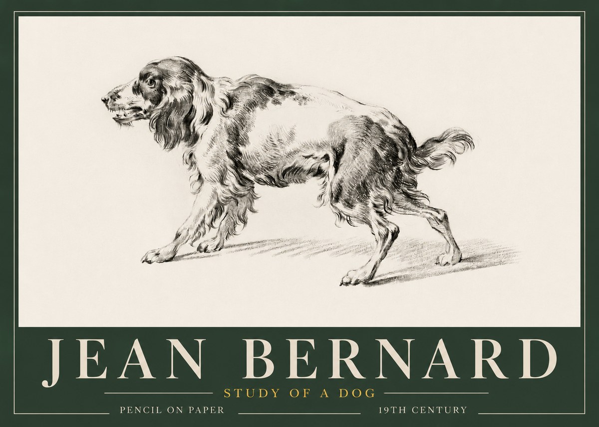Jean Bernard Study of a Dog V No3 - Juliste