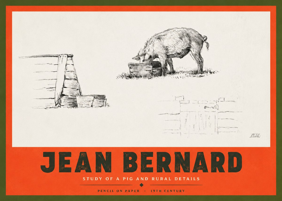 Jean Bernard Pig Study No4 - Juliste