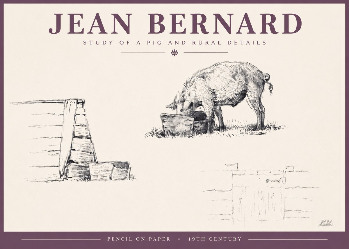 Jean Bernard Pig Study No5 - Juliste