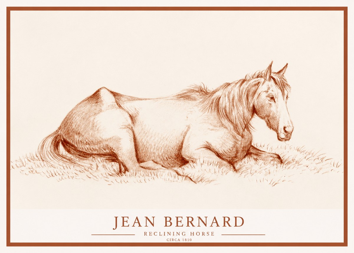 Jean Bernard Reclining Horse No1 - Juliste