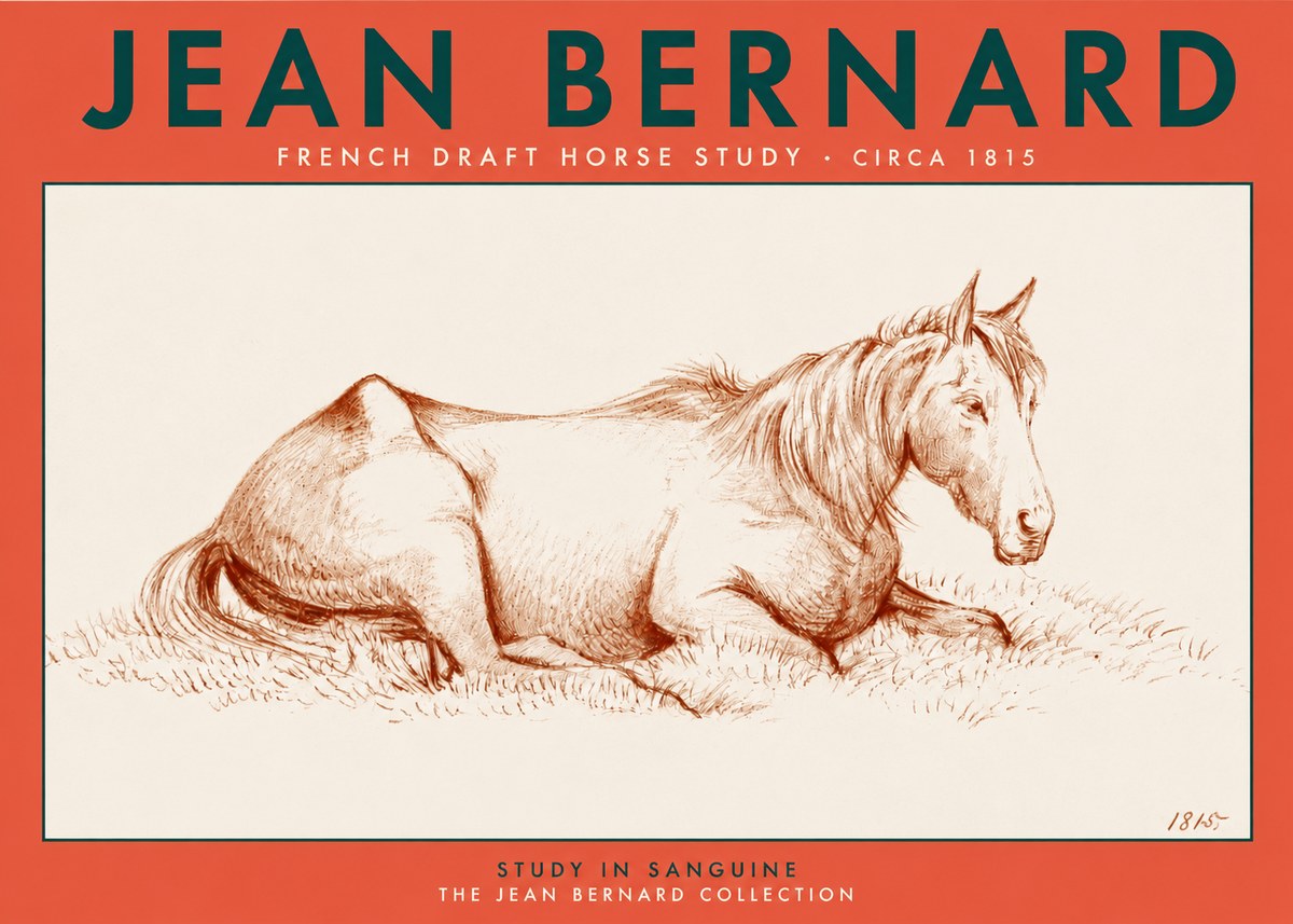 Jean Bernard Reclining Horse No4 - Juliste