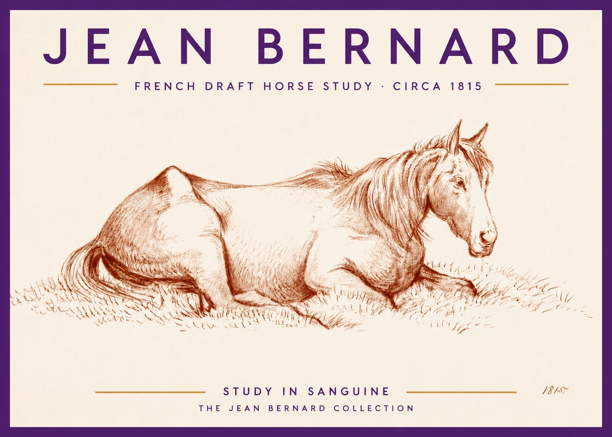 Jean Bernard Reclining Horse No6 - Juliste