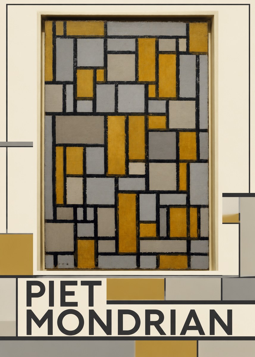 Piet Mondrian Composition in Grey and Yellow No3 - Juliste