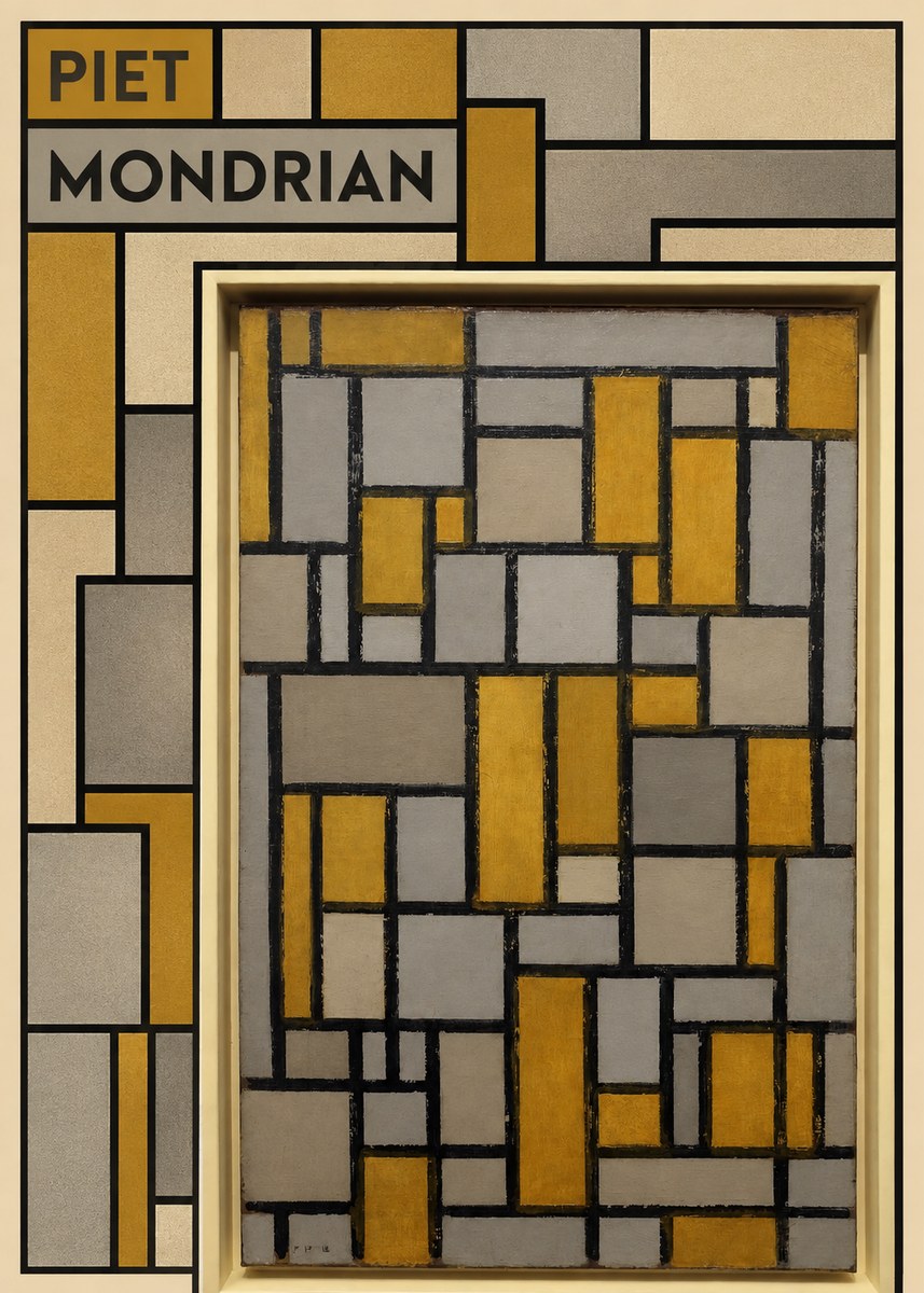 Piet Mondrian Composition in Grey and Yellow No5 - Juliste