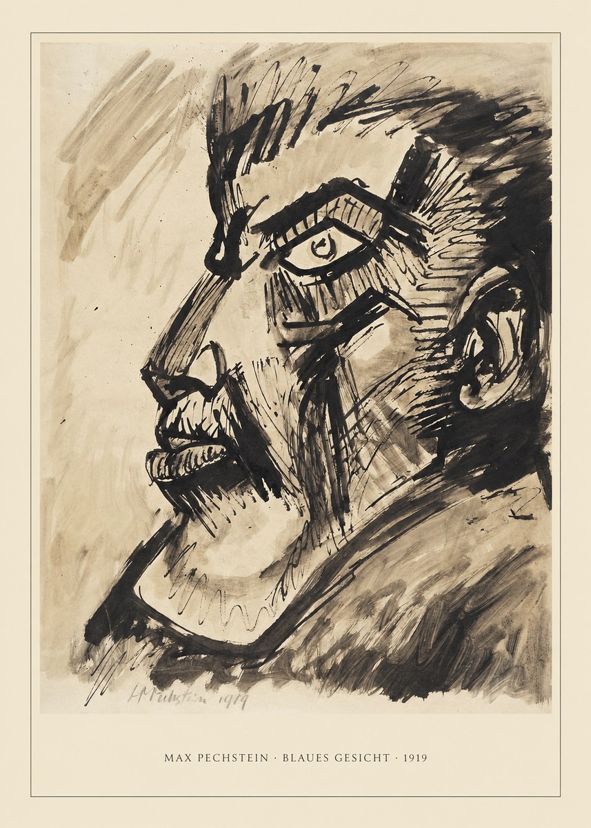 Max Pechstein Blaues Gesicht No3 - Juliste