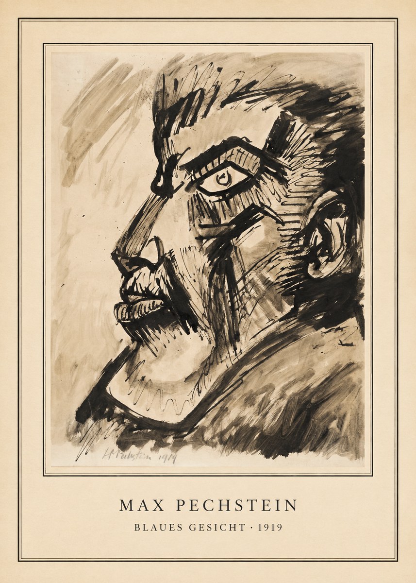 Max Pechstein Blaues Gesicht No5 - Juliste