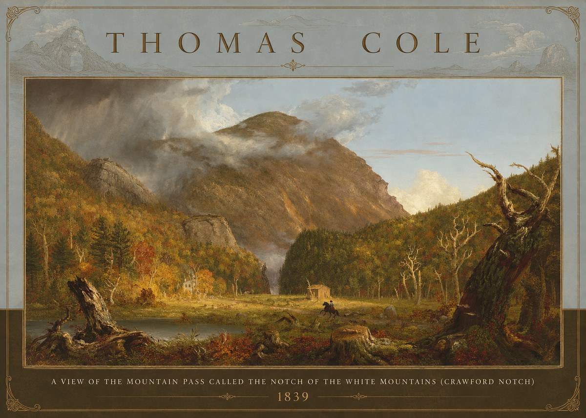 Thomas Cole A View of the Mountain Pass Called the Notch of the White Mountains (Crawford Notch) II No3 - Juliste