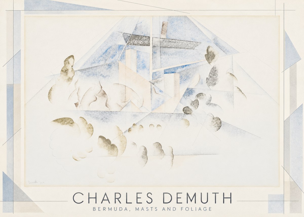 Charles Demuth Bermuda, Masts and Foliage No1 - Juliste