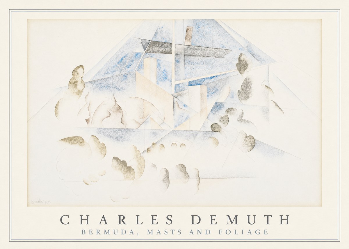 Charles Demuth Bermuda, Masts and Foliage No3 - Juliste