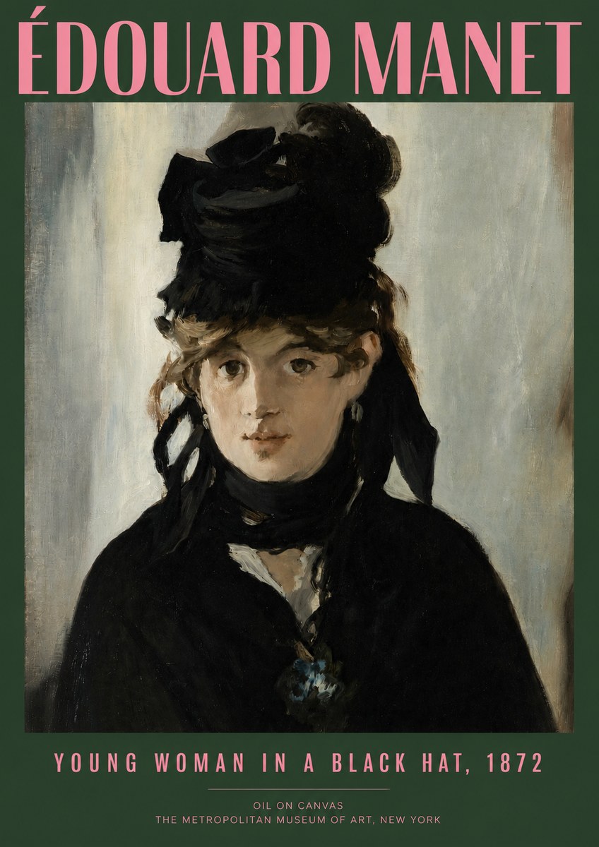 Édouard Manet Young Woman in a Black Hat, 1872 No2 - Juliste