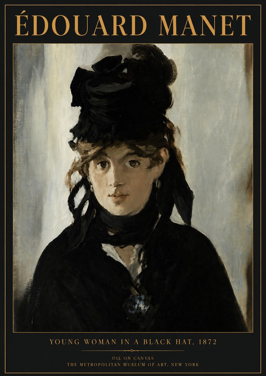 Édouard Manet Young Woman in a Black Hat, 1872 No5 - Juliste