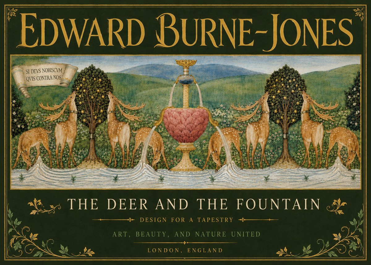 Edward Burne-Jones The Deer and the Fountain No5 - Juliste
