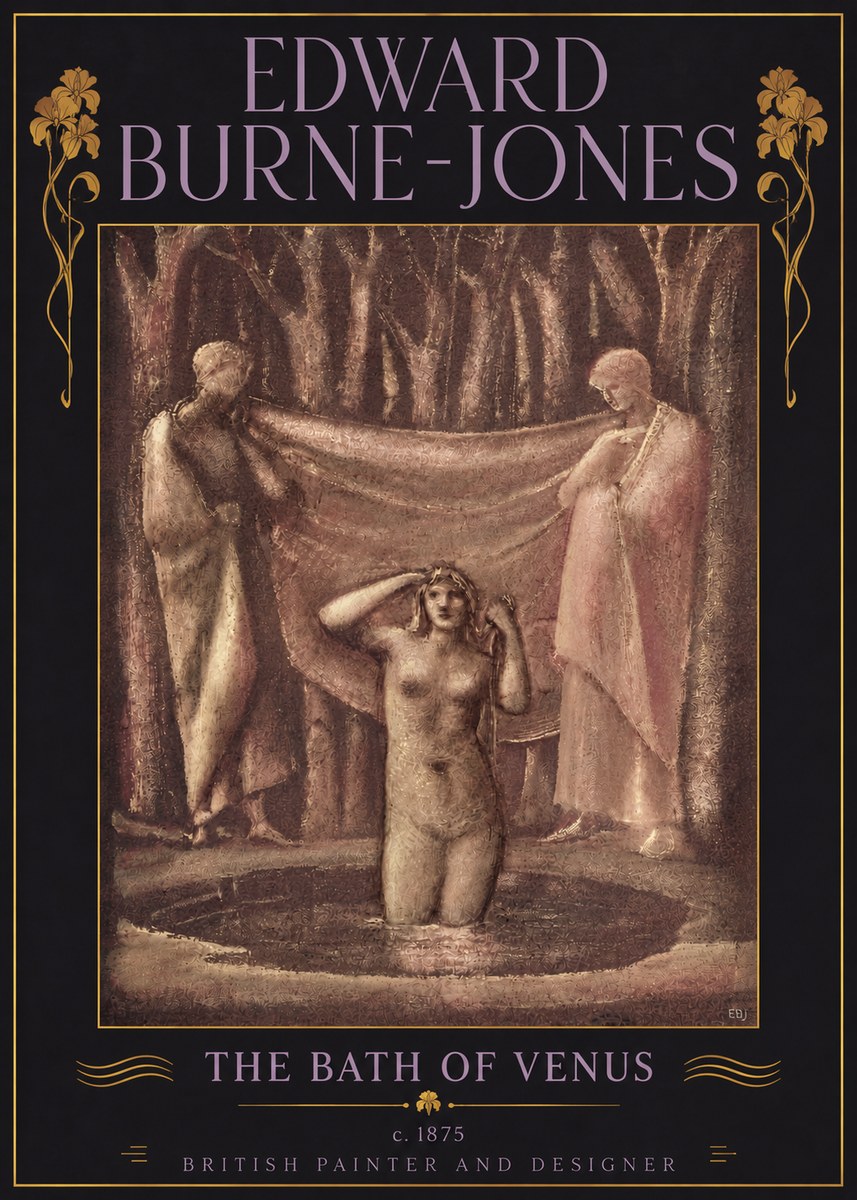 Edward Burne-Jones The Bath of Venus No5 - Juliste
