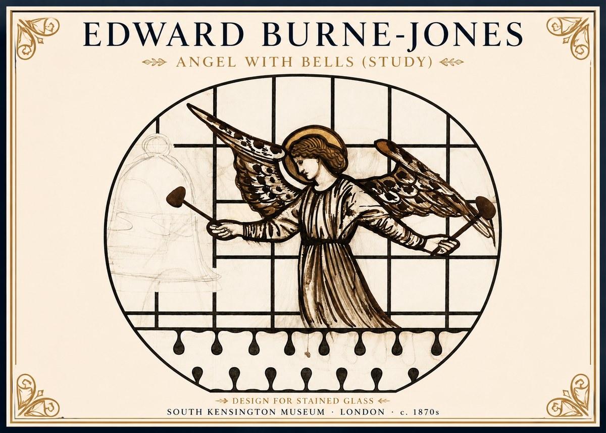 Edward Burne-Jones Angel with Bells (Study) No1 - Juliste