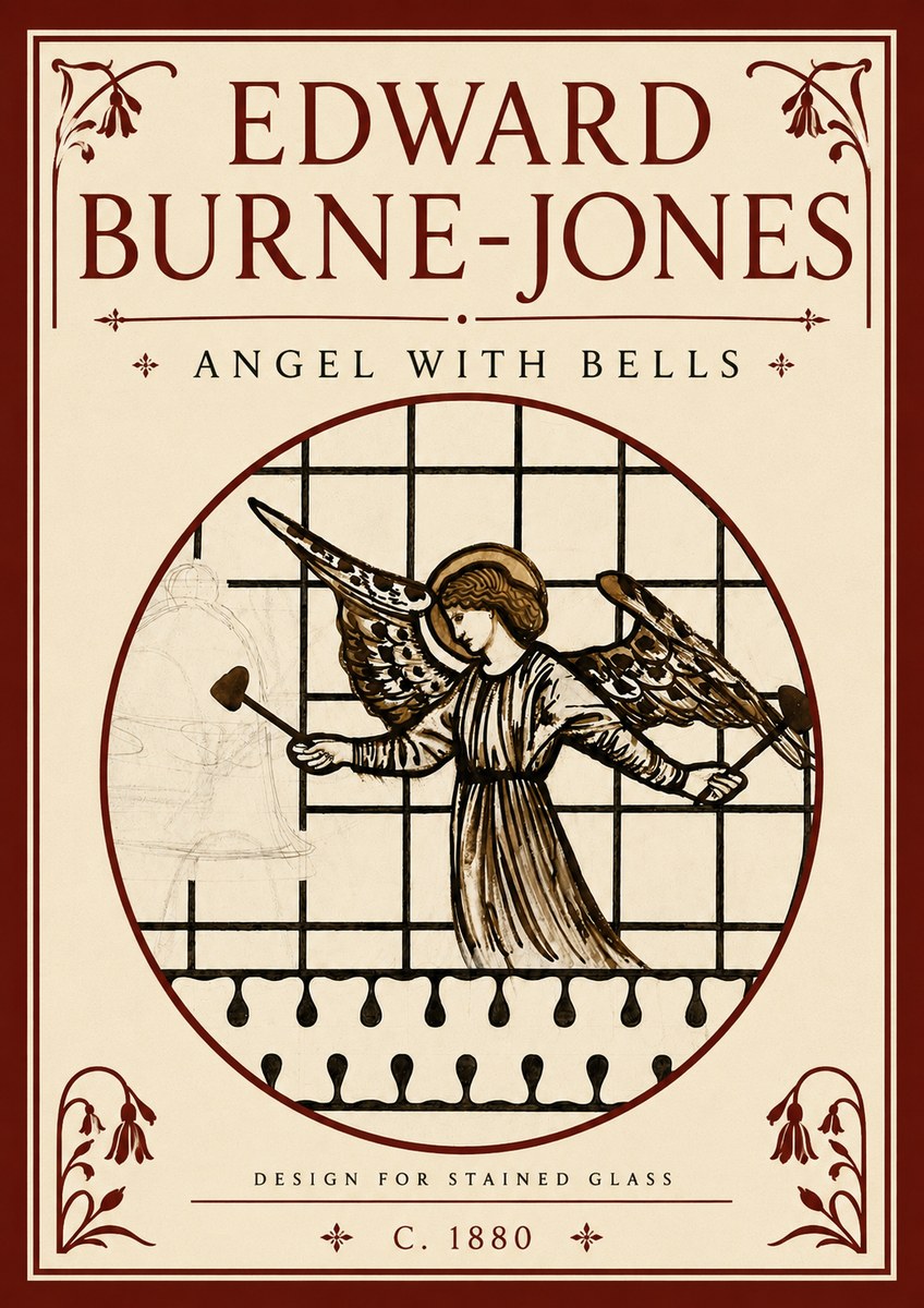 Edward Burne-Jones Angel with Bells (Study) No6 - Juliste