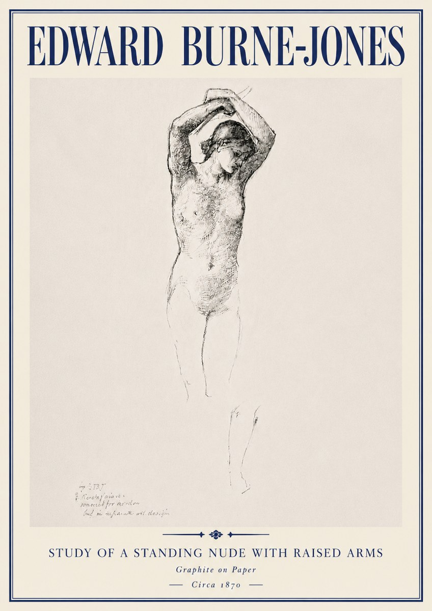 Edward Burne-Jones Standing Nude with Raised Arms (Study) No6 - Juliste