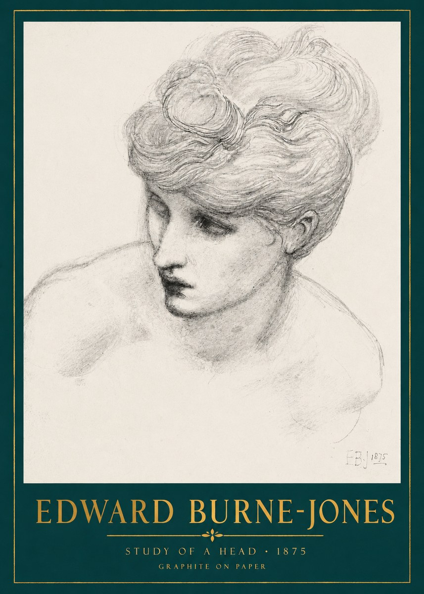 Edward Burne-Jones Study of a Head No2 - Juliste