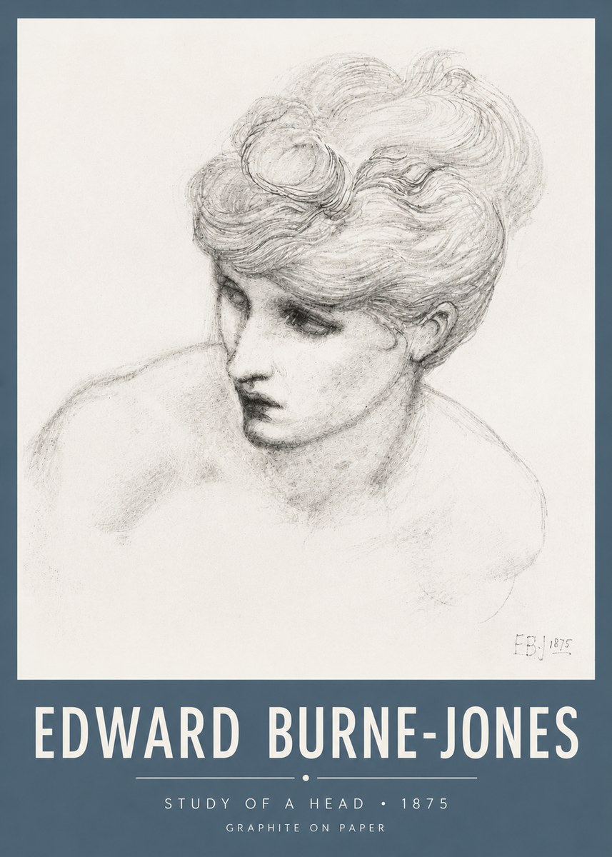 Edward Burne-Jones Study of a Head No5 - Juliste