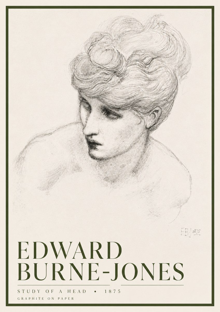 Edward Burne-Jones Study of a Head No6 - Juliste