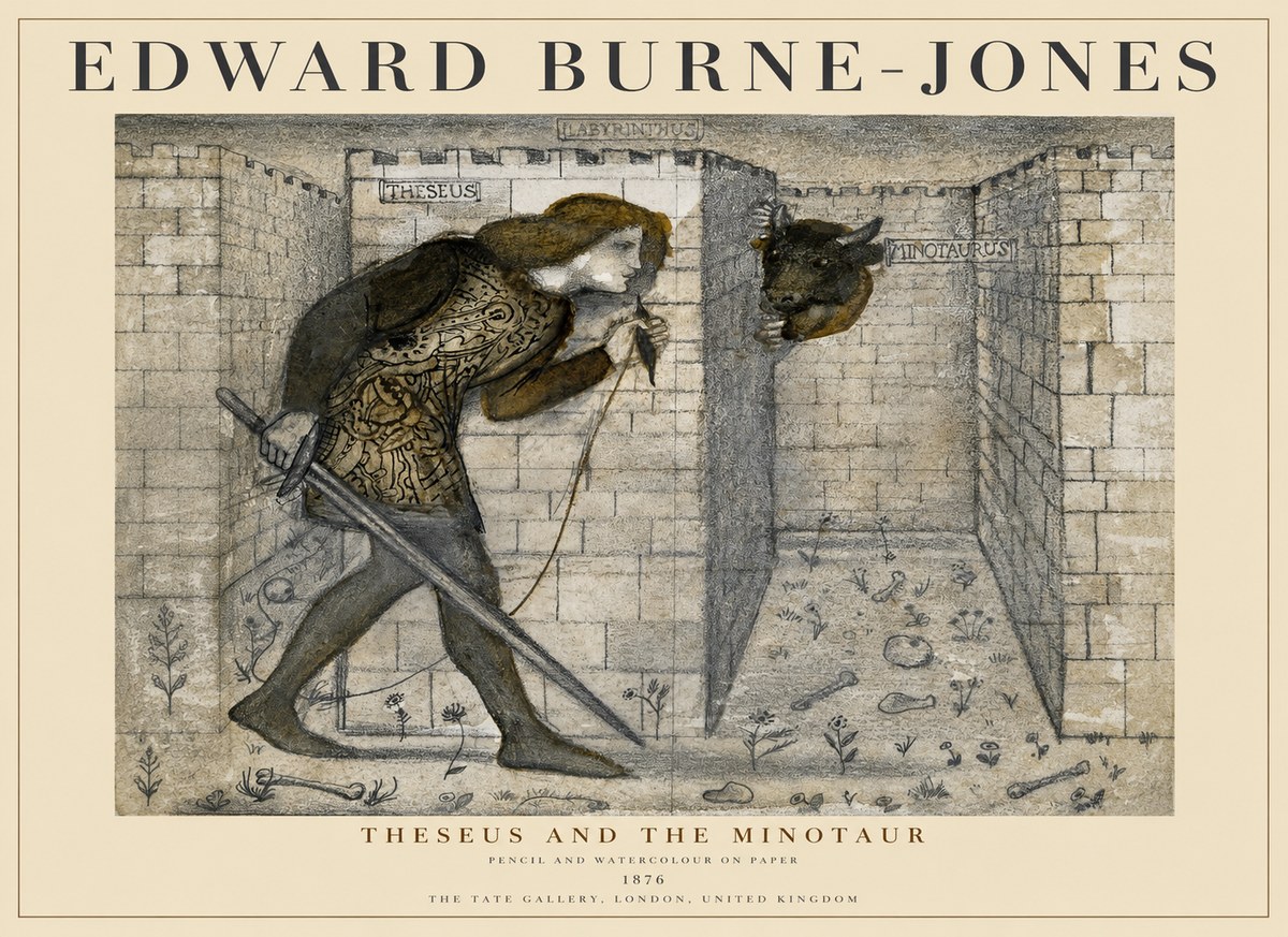 Edward Burne-Jones Theseus and the Minotaur No1 - Juliste