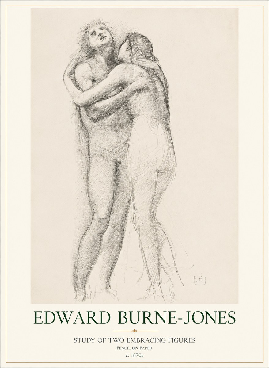 Edward Burne-Jones Study of Two Embracing Figures No1 - Juliste