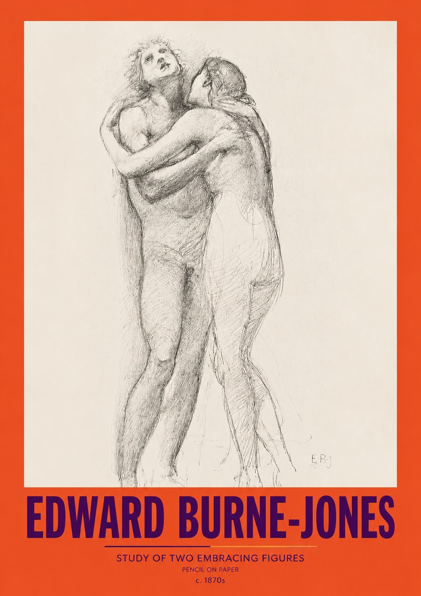 Edward Burne-Jones Study of Two Embracing Figures No2 - Juliste