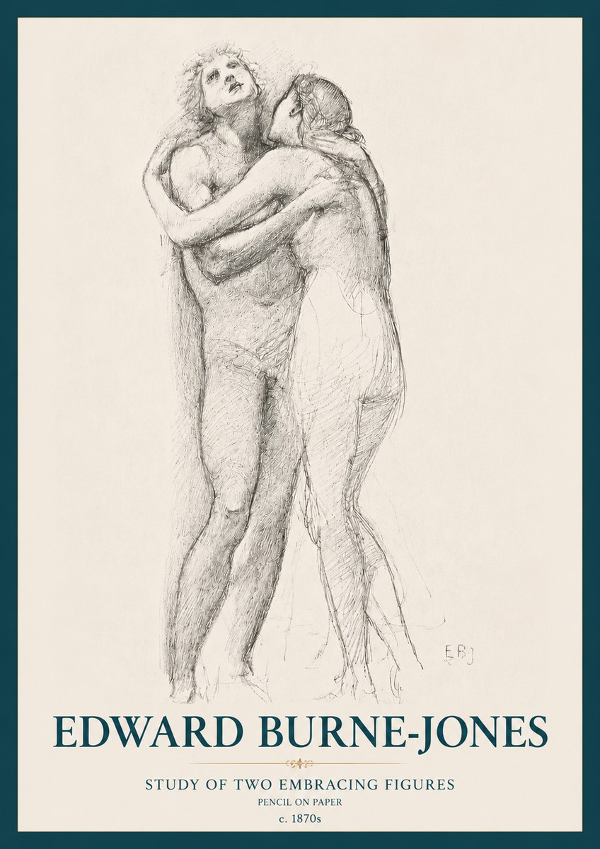 Edward Burne-Jones Study of Two Embracing Figures No3 - Juliste