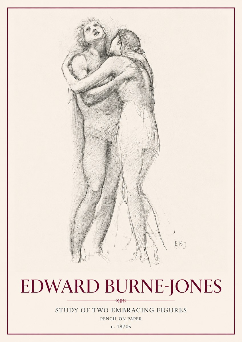 Edward Burne-Jones Study of Two Embracing Figures No6 - Juliste