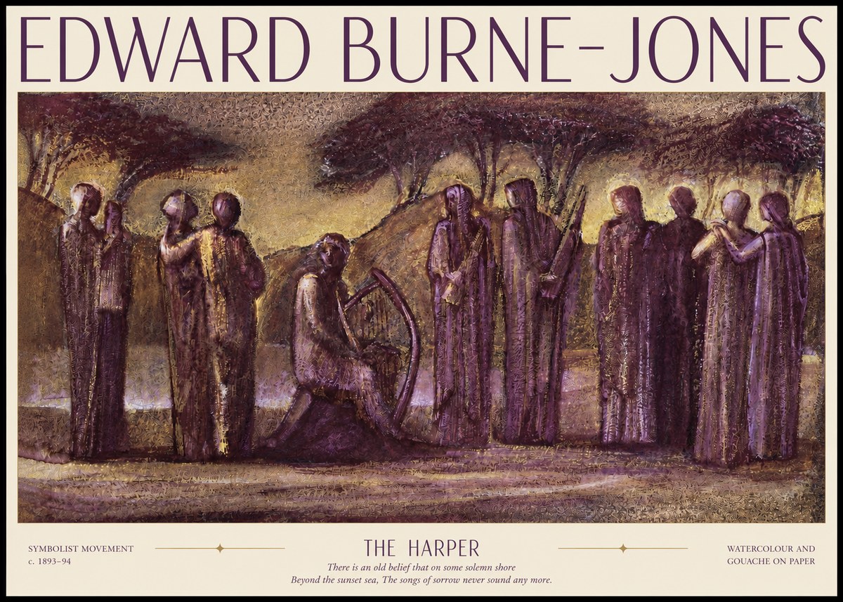 Edward Burne-Jones The Harp of Life No6 - Juliste