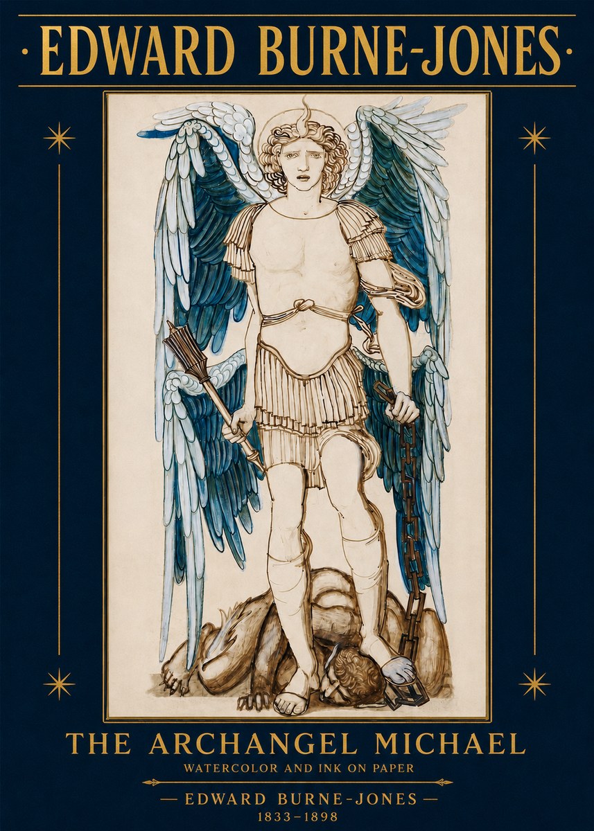 Edward Burne-Jones The Archangel Michael No2 - Juliste