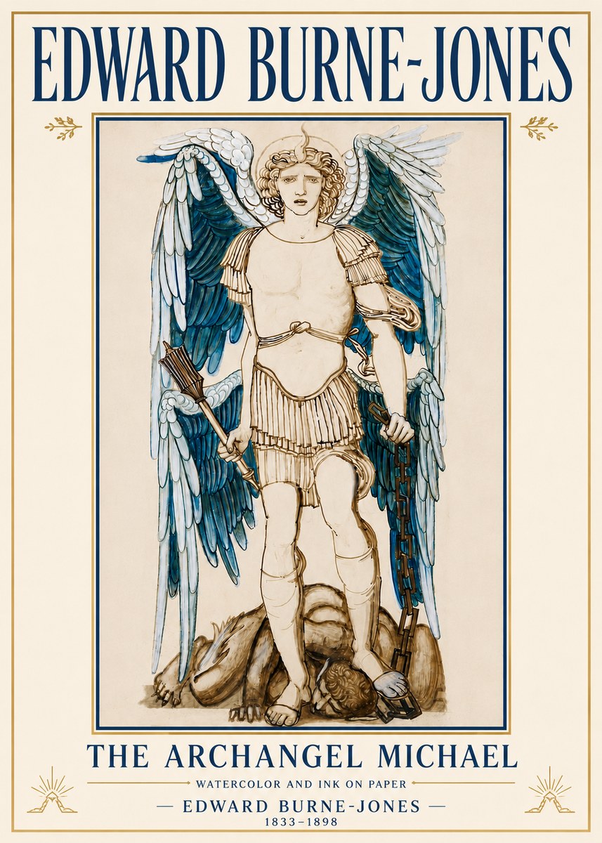 Edward Burne-Jones The Archangel Michael No5 - Juliste