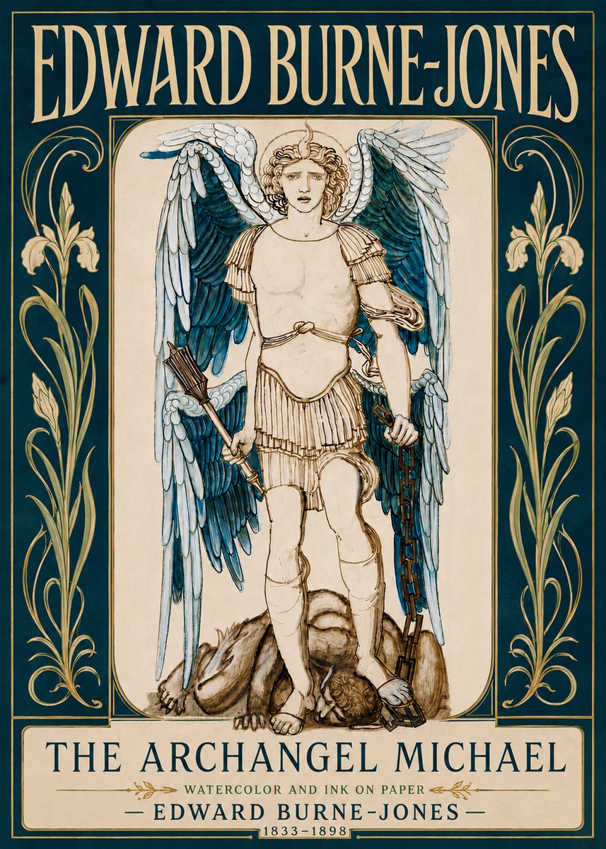 Edward Burne-Jones The Archangel Michael No6 - Juliste