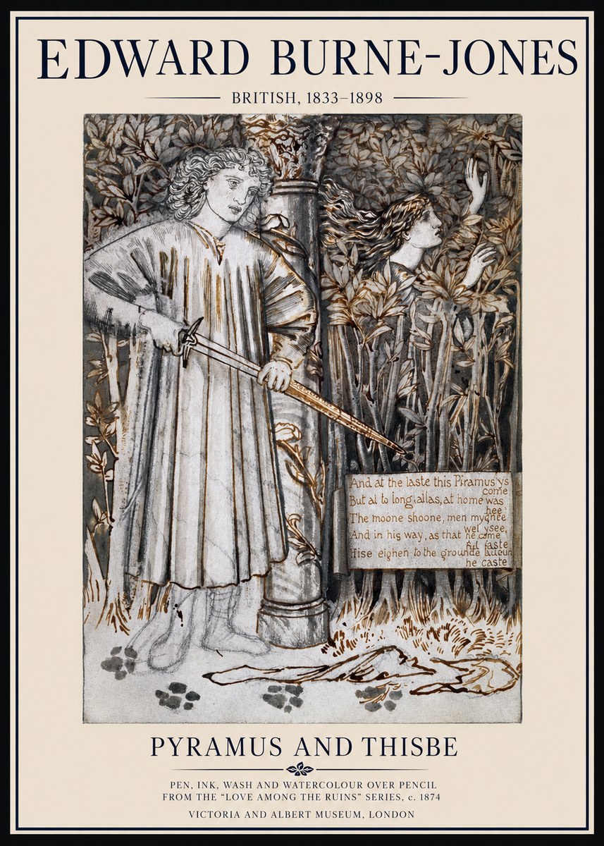 Edward Burne-Jones Pyramus and Thisbe No1 - Juliste