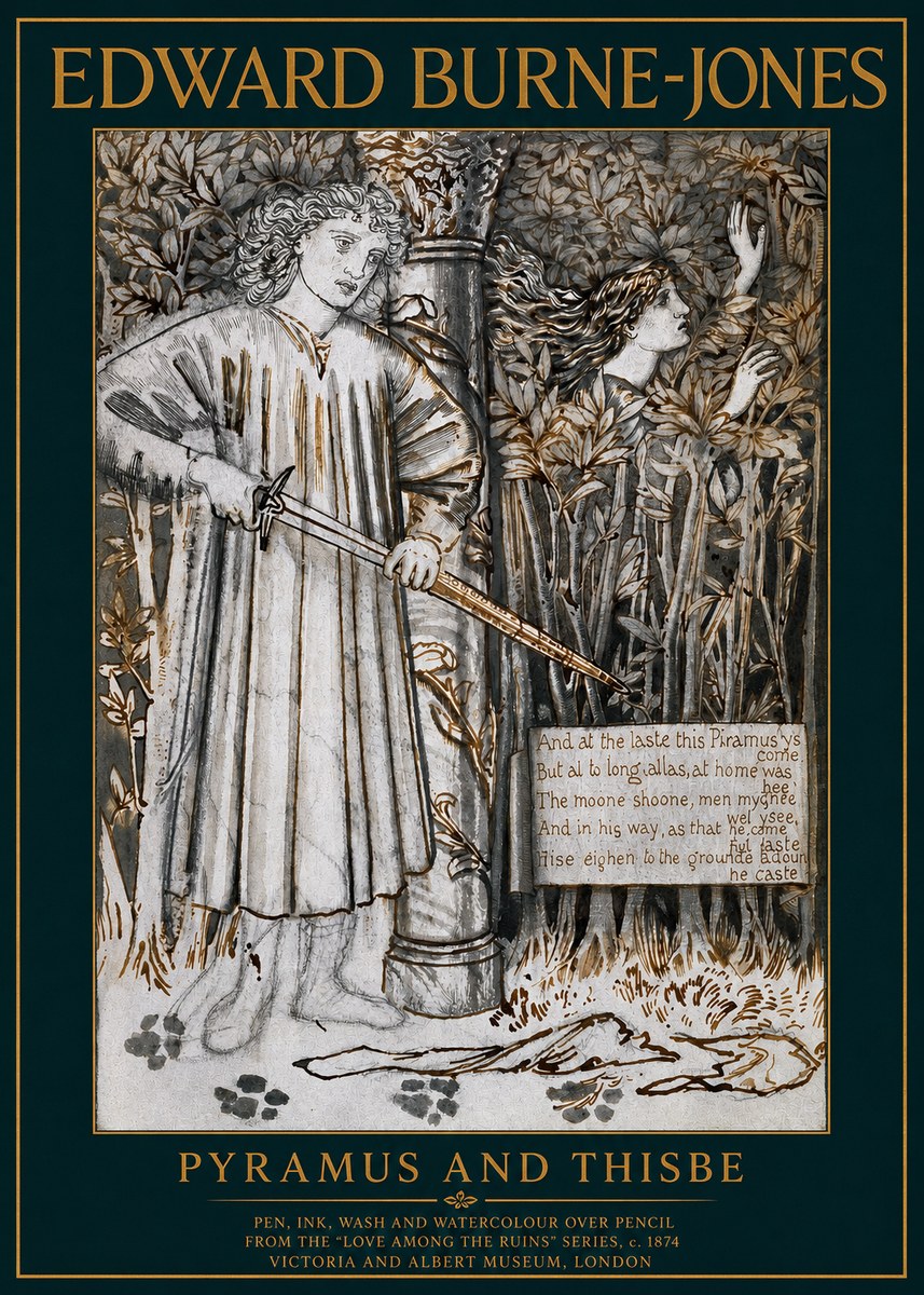 Edward Burne-Jones Pyramus and Thisbe No2 - Juliste