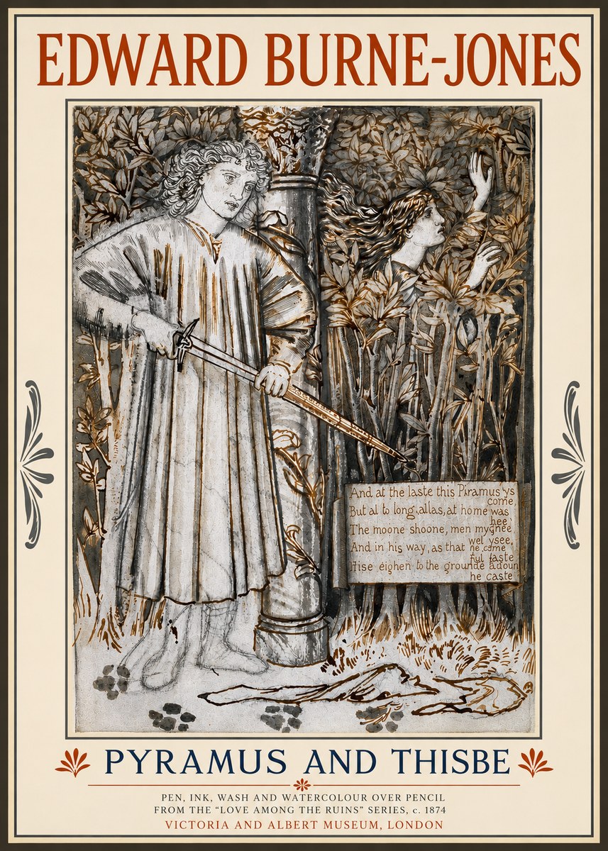 Edward Burne-Jones Pyramus and Thisbe No3 - Juliste