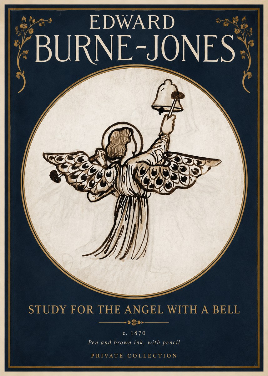 Edward Burne-Jones Study for the Angel with a Bell No2 - Juliste