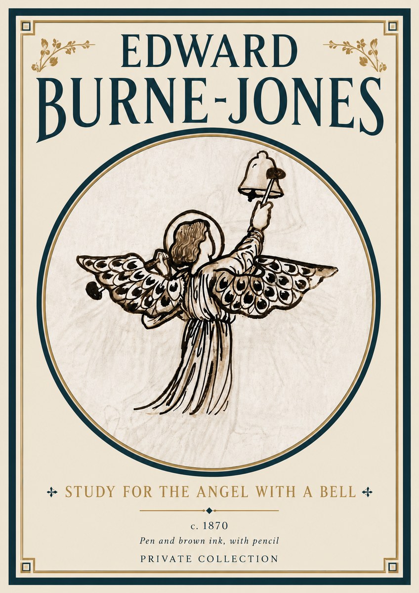 Edward Burne-Jones Study for the Angel with a Bell No6 - Juliste